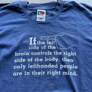 Vintage Fruit Of The Loom‎ Best XL Blue Funny Left Handed T-Shirt